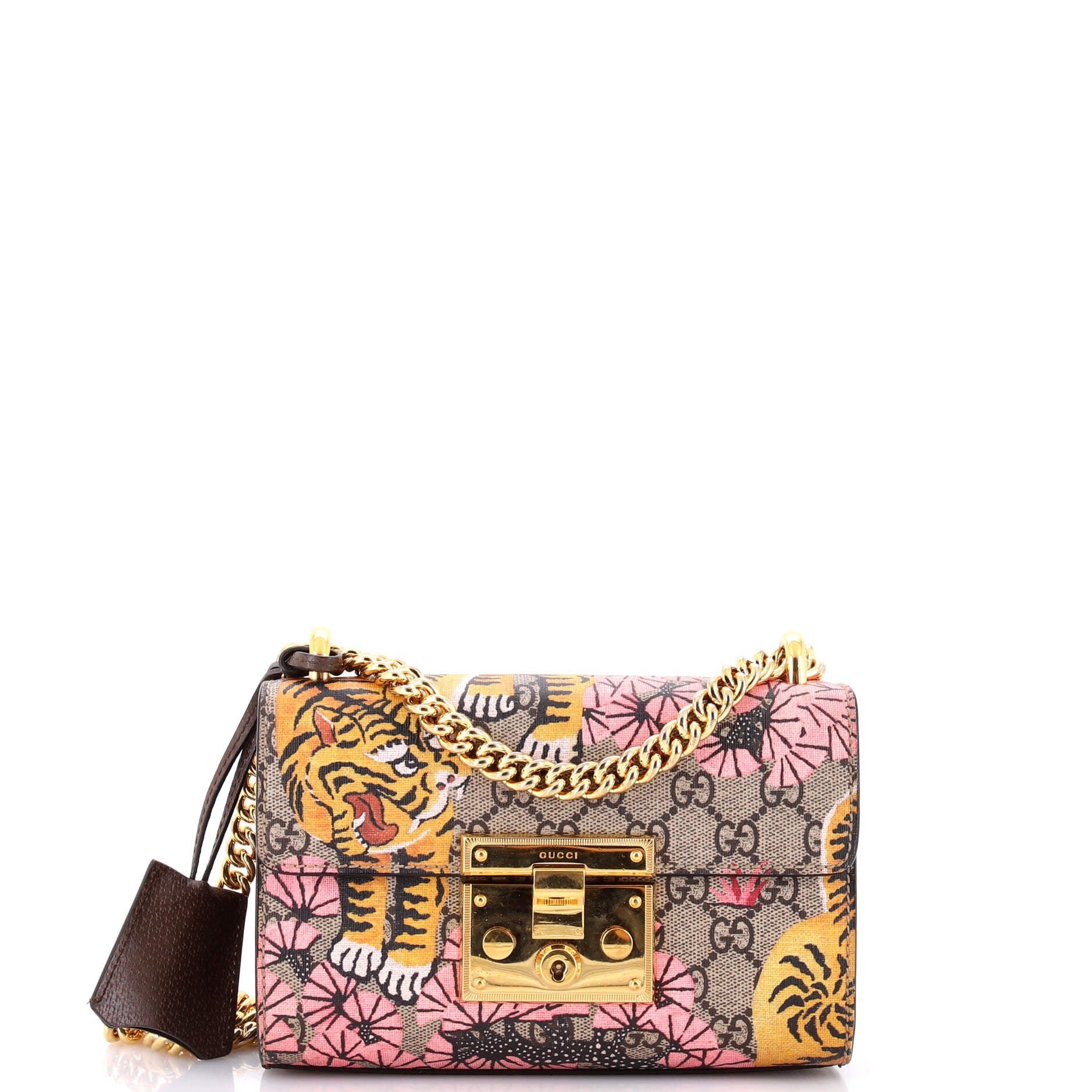 Padlock Shoulder Bag Bengal Print GG Coated Canvas Small