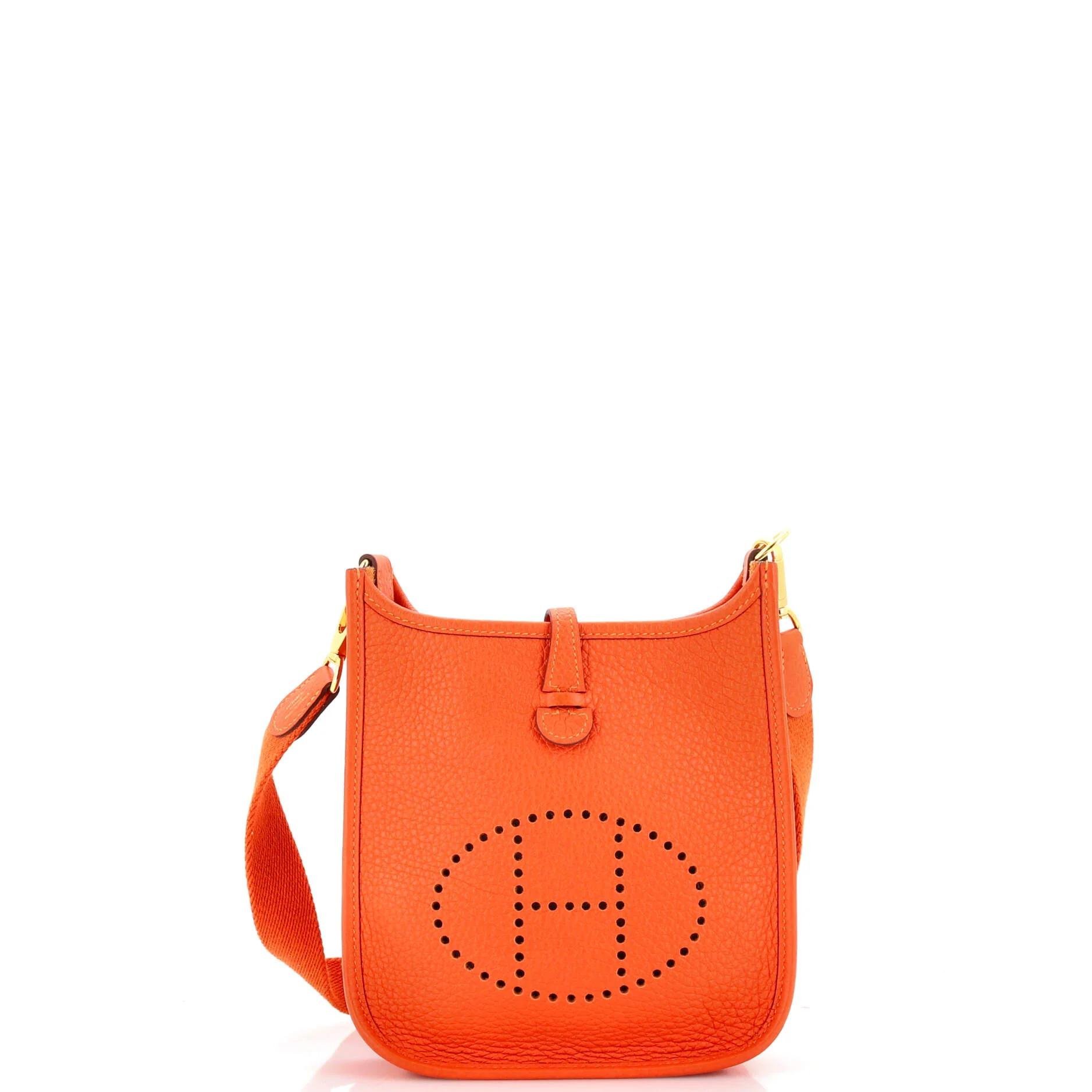 Hermes Evelyne Handbag Orange Clemence Leather 2022
