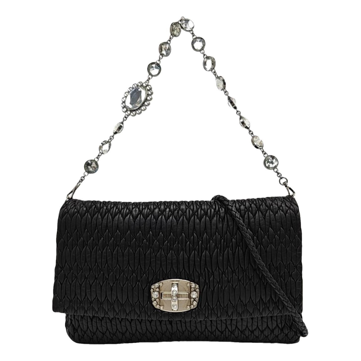 Miu Crystal leather handbag