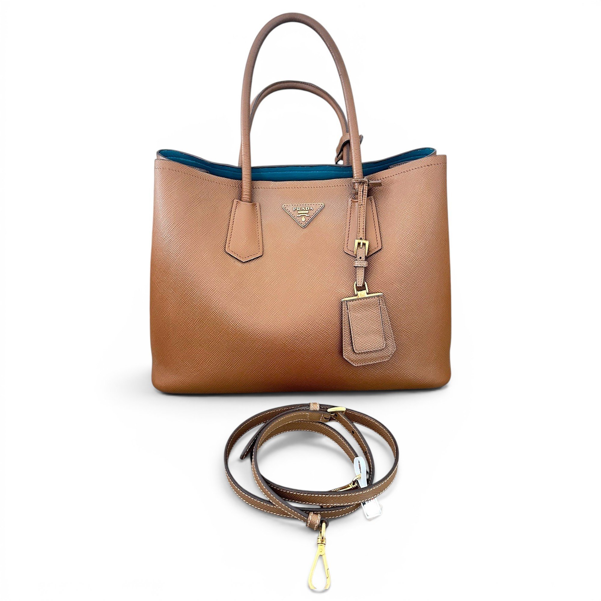 Double leather handbag