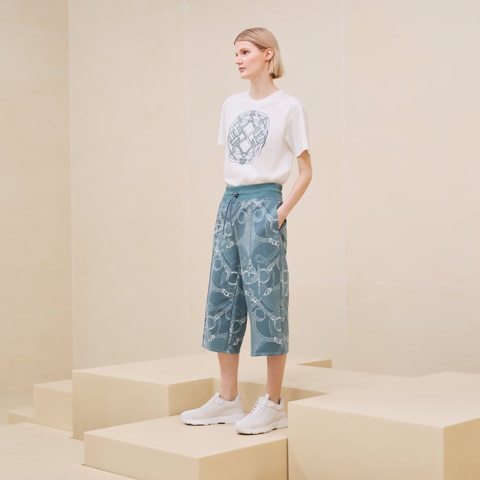 Bleu Arctique "Eperon d'Or Bandana" Cropped Pants