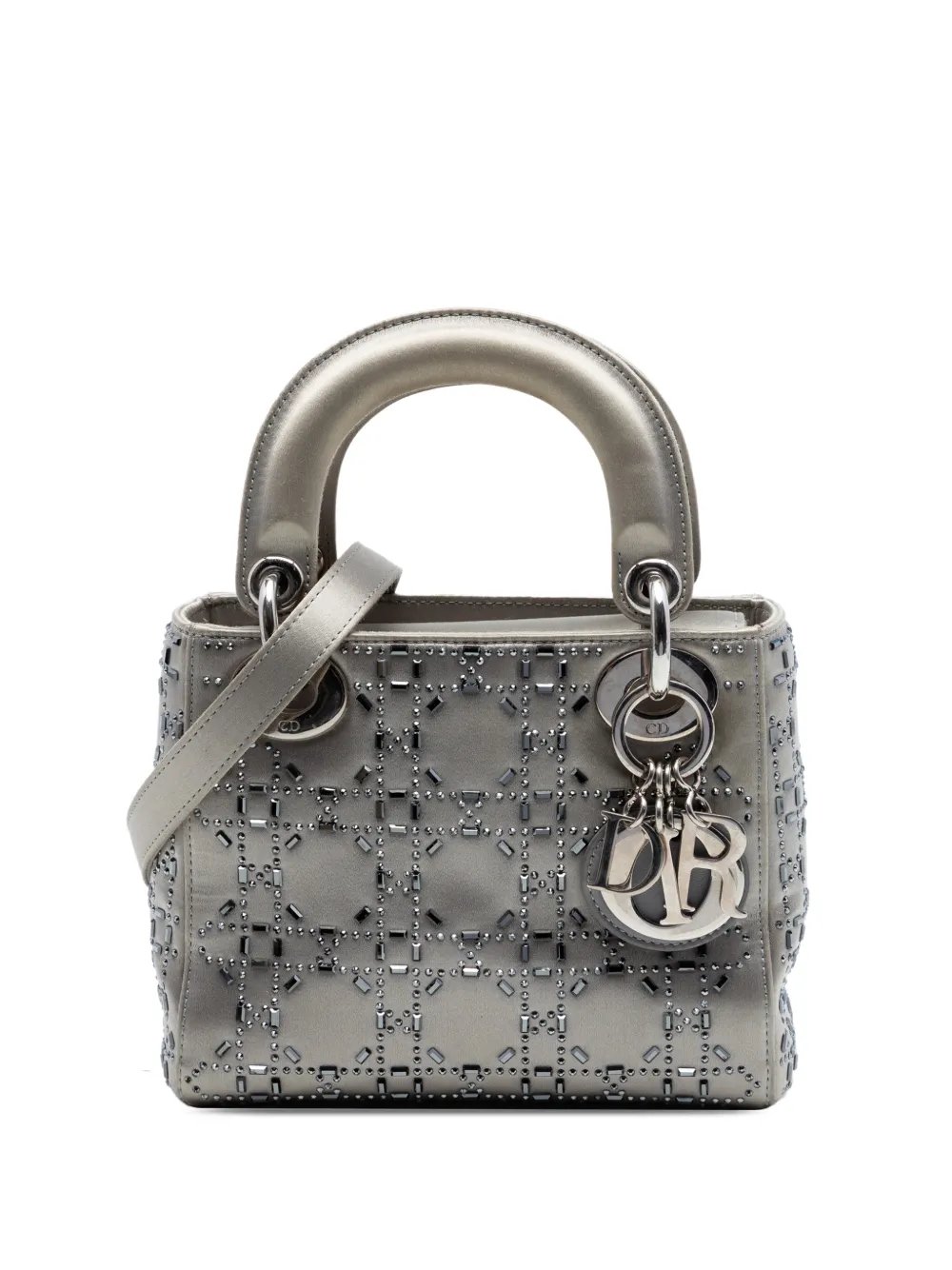 Dior 2016 Mini Satin Cannage Crystal Embellished Lady Dior satchel