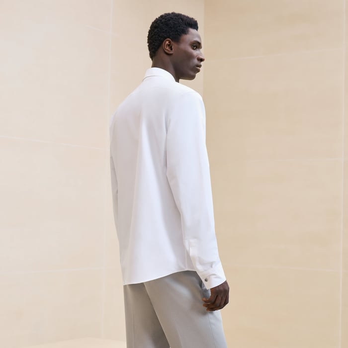Blanc "Contraste Imprime" Sporty Fit Shirt