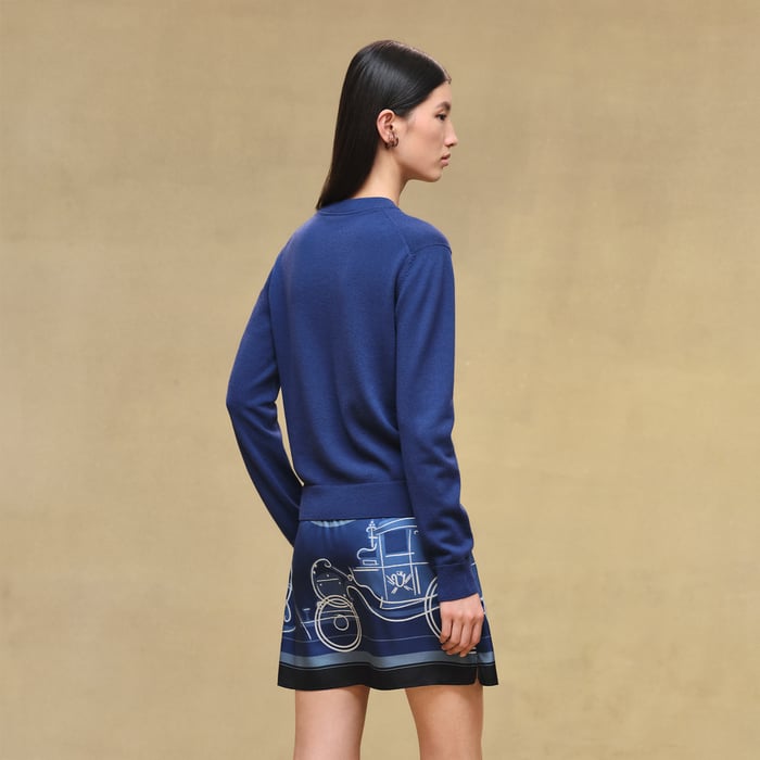 Bleu Outremer Cashmere "H Lift" Long-sleeve Sweater