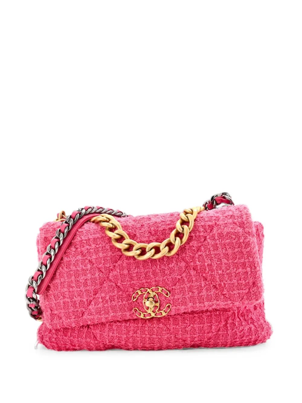 19 Flap Bag Quilted Tweed Large crossbody bag