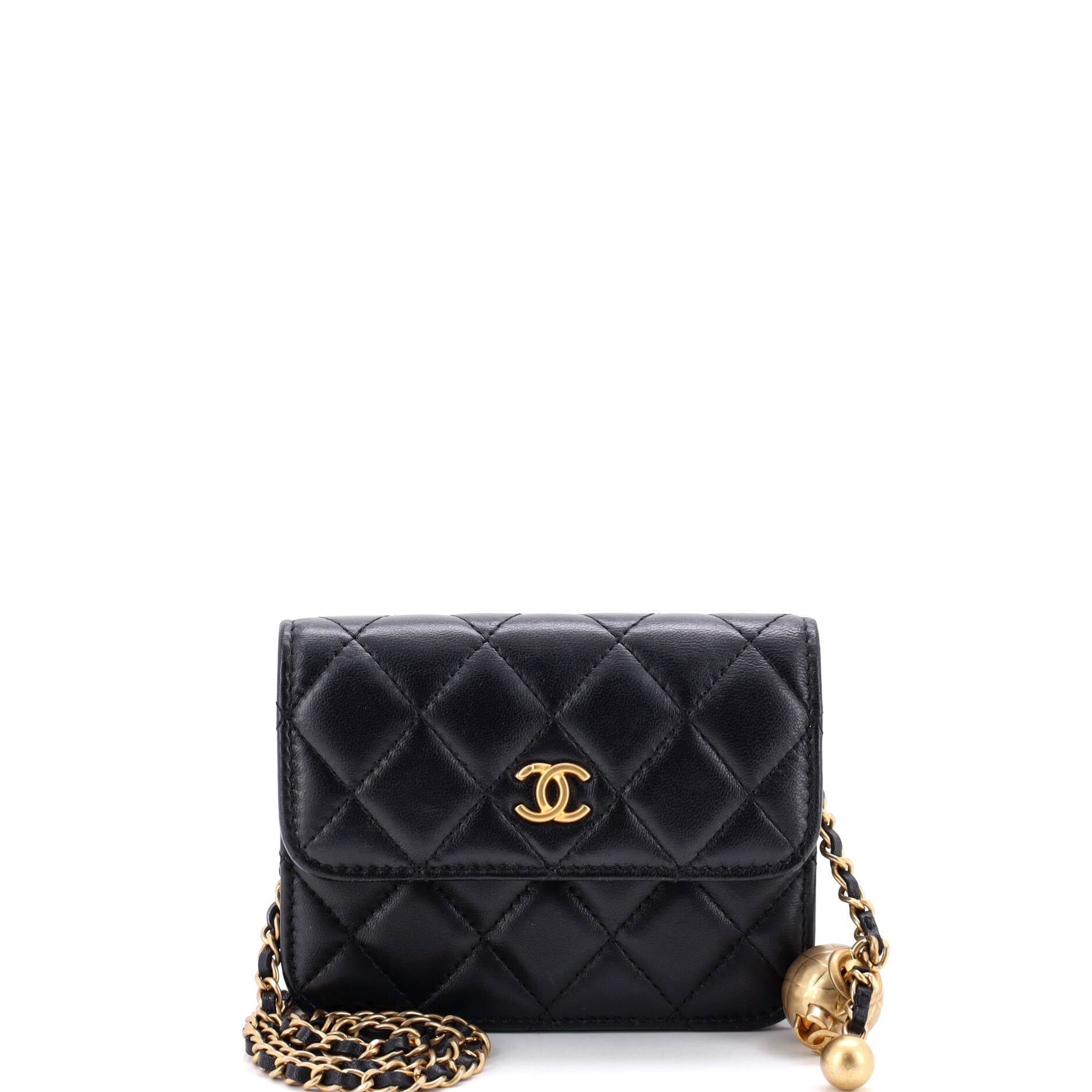 Pearl Crush Flap Clutch with Chain Quilted Lambskin Mini