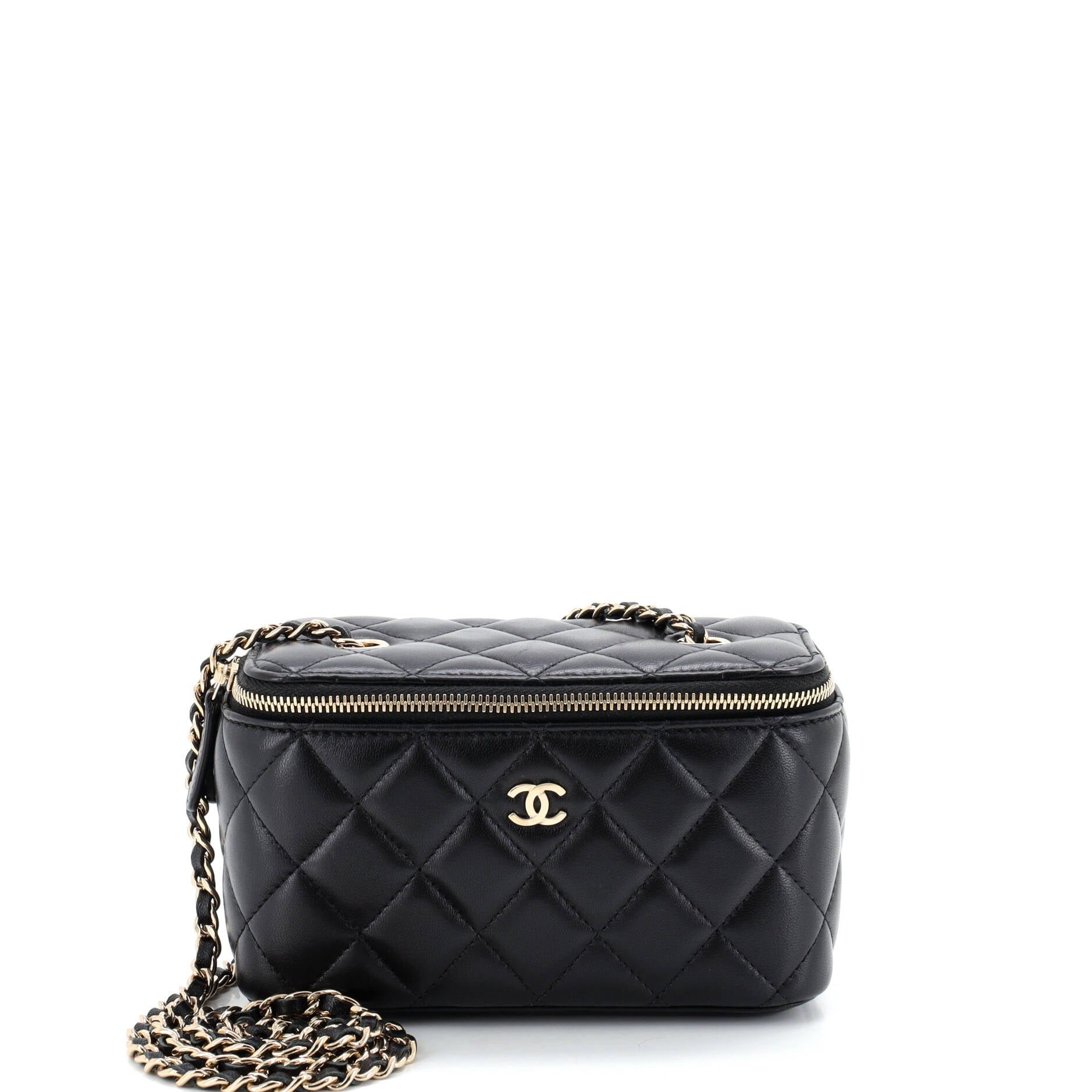 Classic Vanity Case with Chain Quilted Lambskin Small