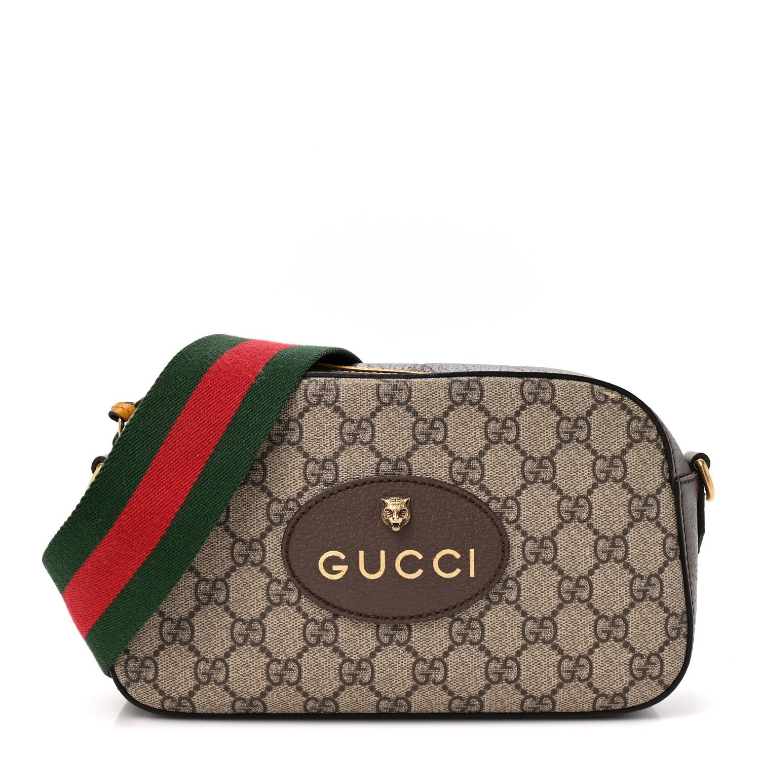 Gucci GG Supreme Monogram Web Neo Vintage Shoulder Bag Beige New Acero Crop