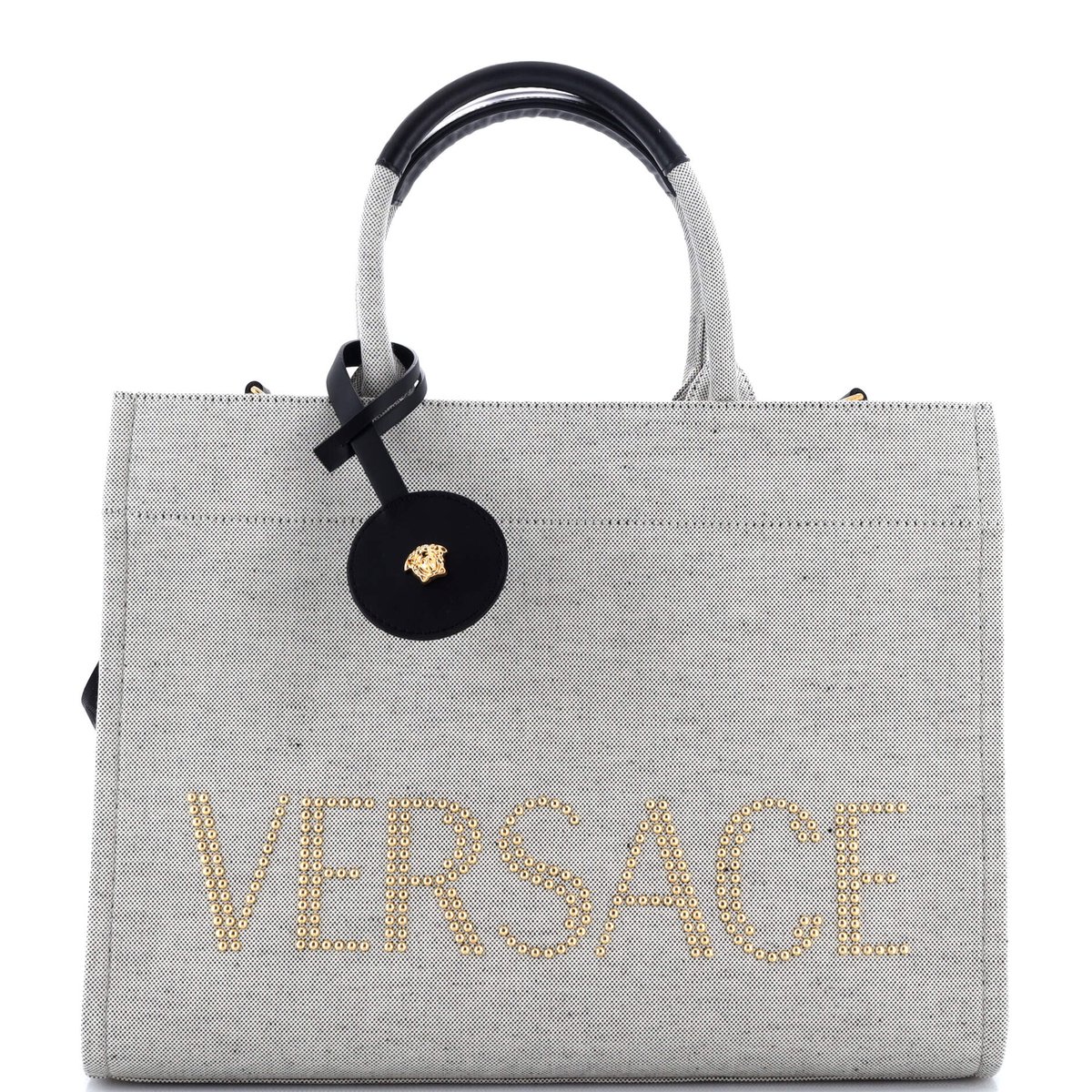 Versace La Medusa Tote Studded Canvas Large
