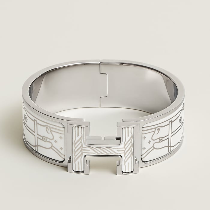Orfèvre Blanc Platine Blanc Clic Clac H Quadrige Au Fil Bracelet