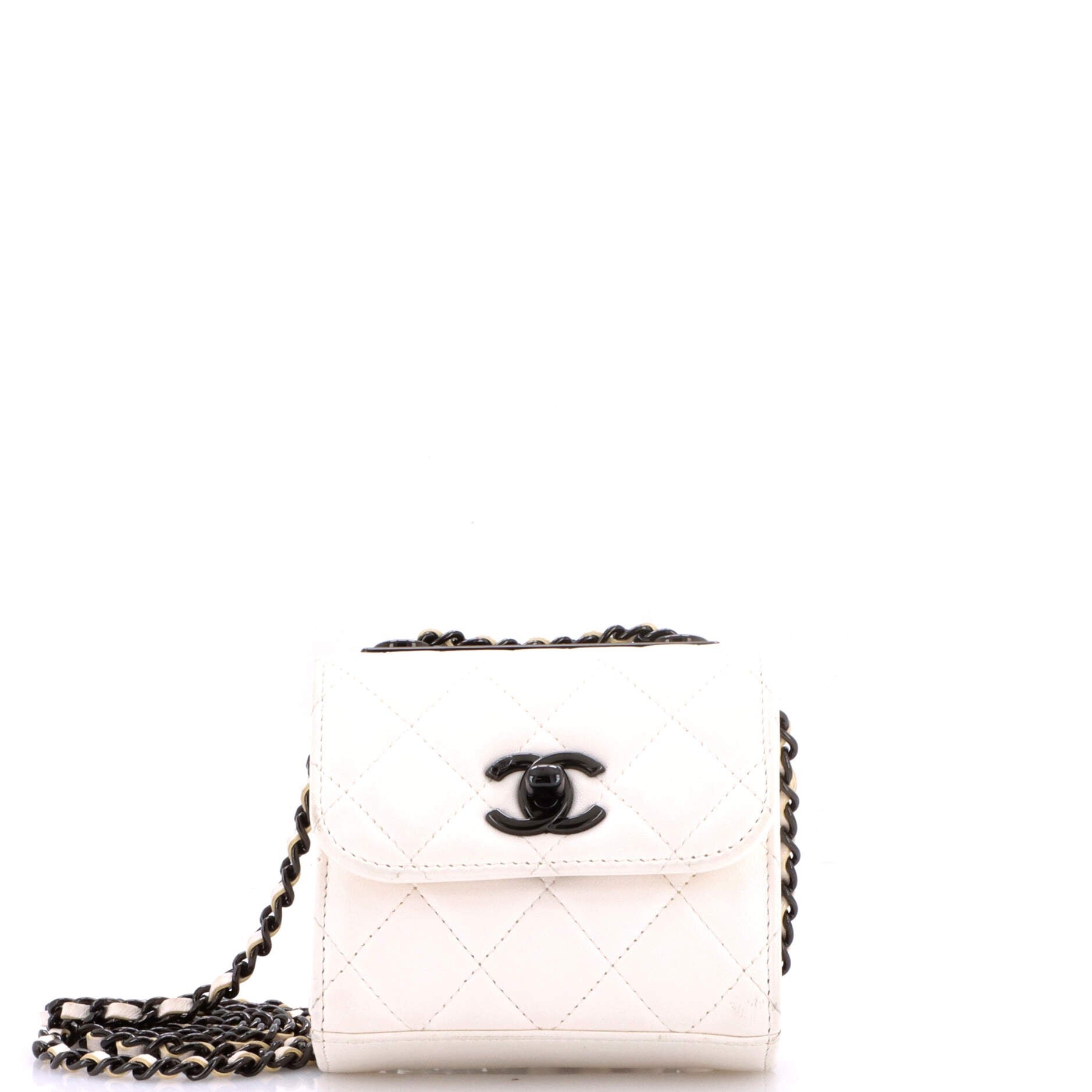 So Black Trendy CC Clutch with Chain Quilted Lambskin Small