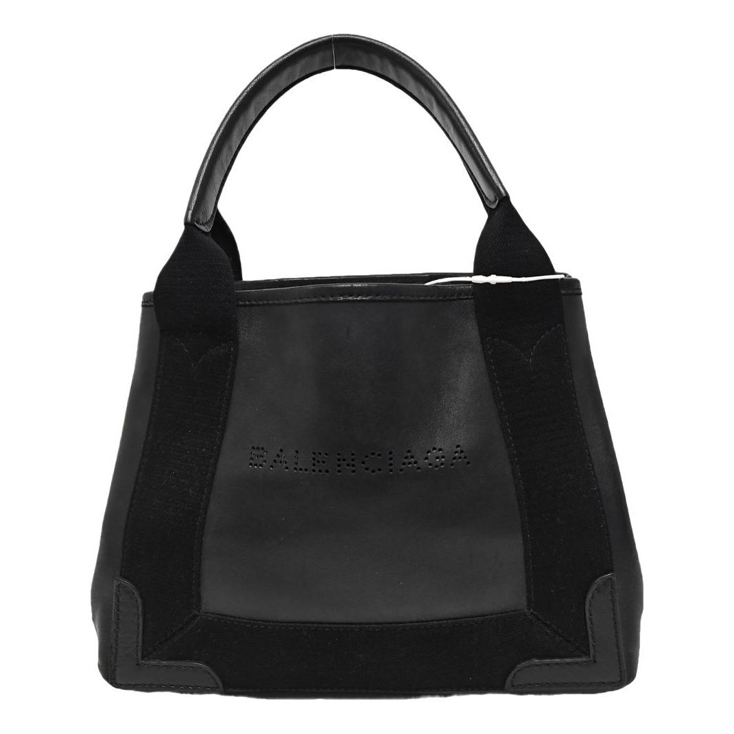 Navy cabas leather handbag