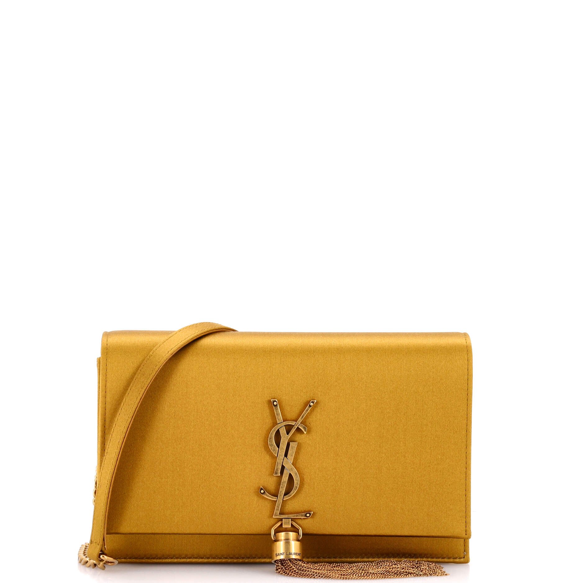 Saint Laurent Classic Monogram Tassel Chain Wallet Satin