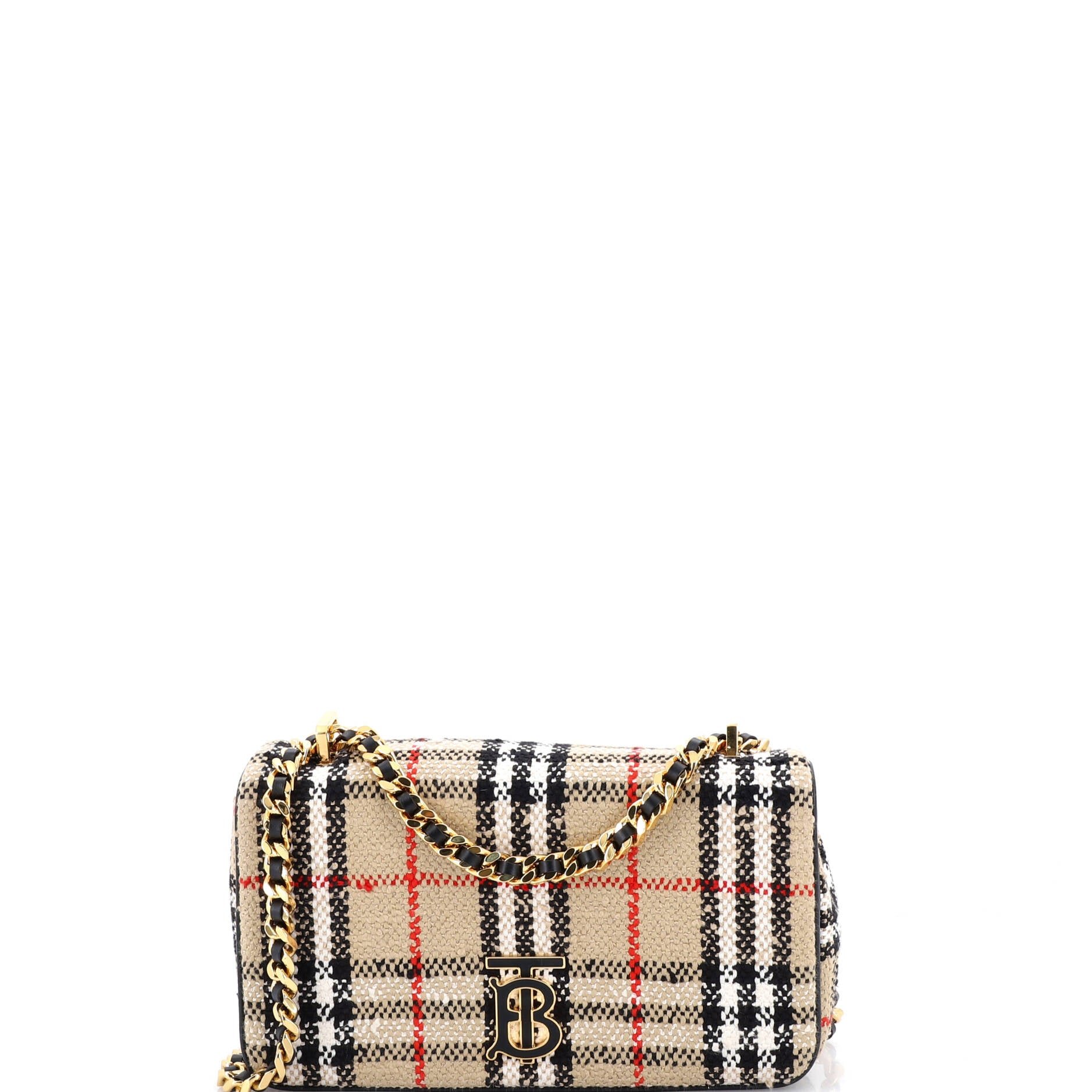 Burberry Lola Shoulder Bag Vintage Check Tweed Small