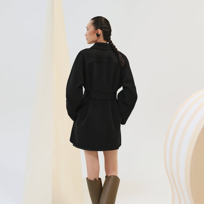 Noir Jacket With Leather Detail