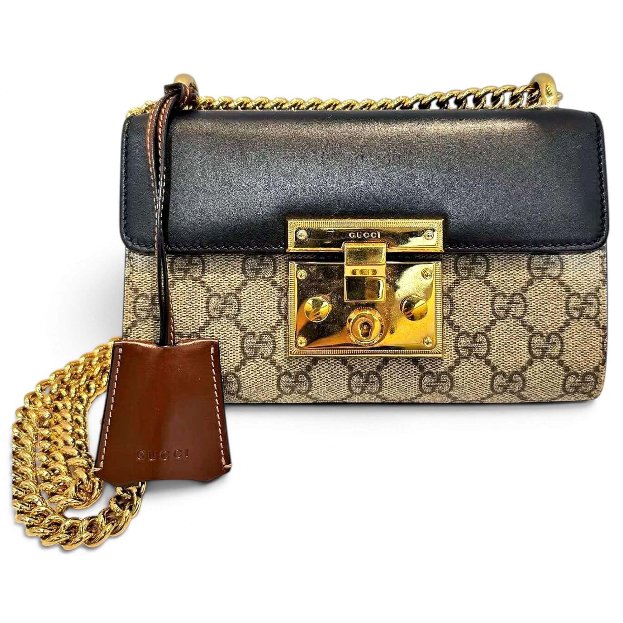 Padlock leather handbag