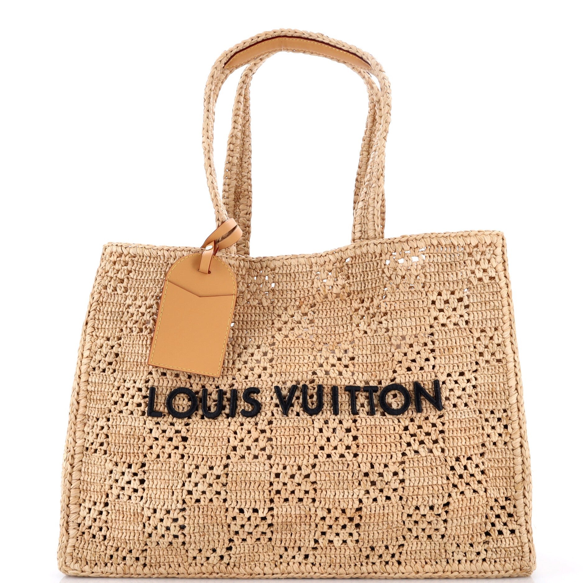 Summer Shopper Tote Embroidered Raffia MM