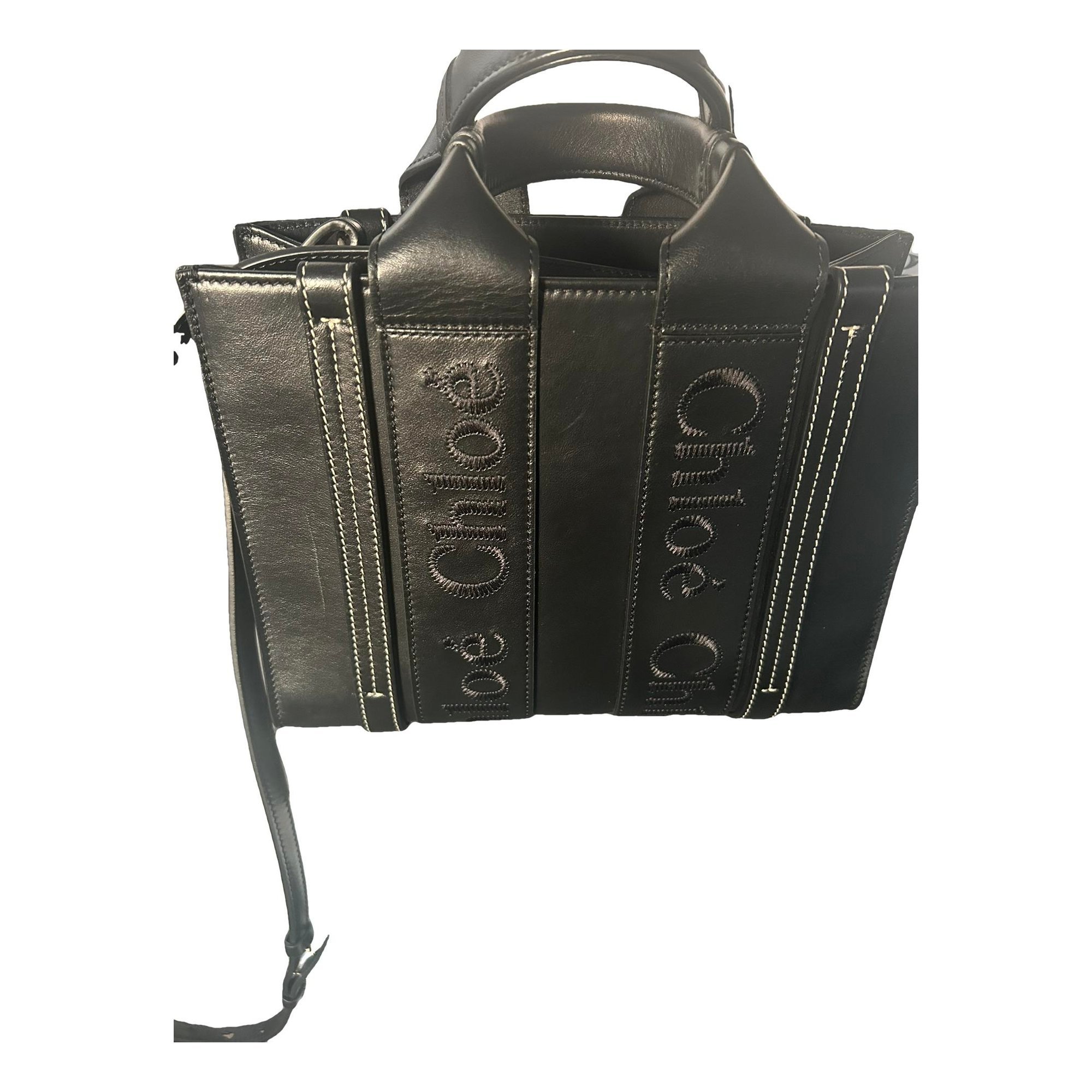 Woody leather tote