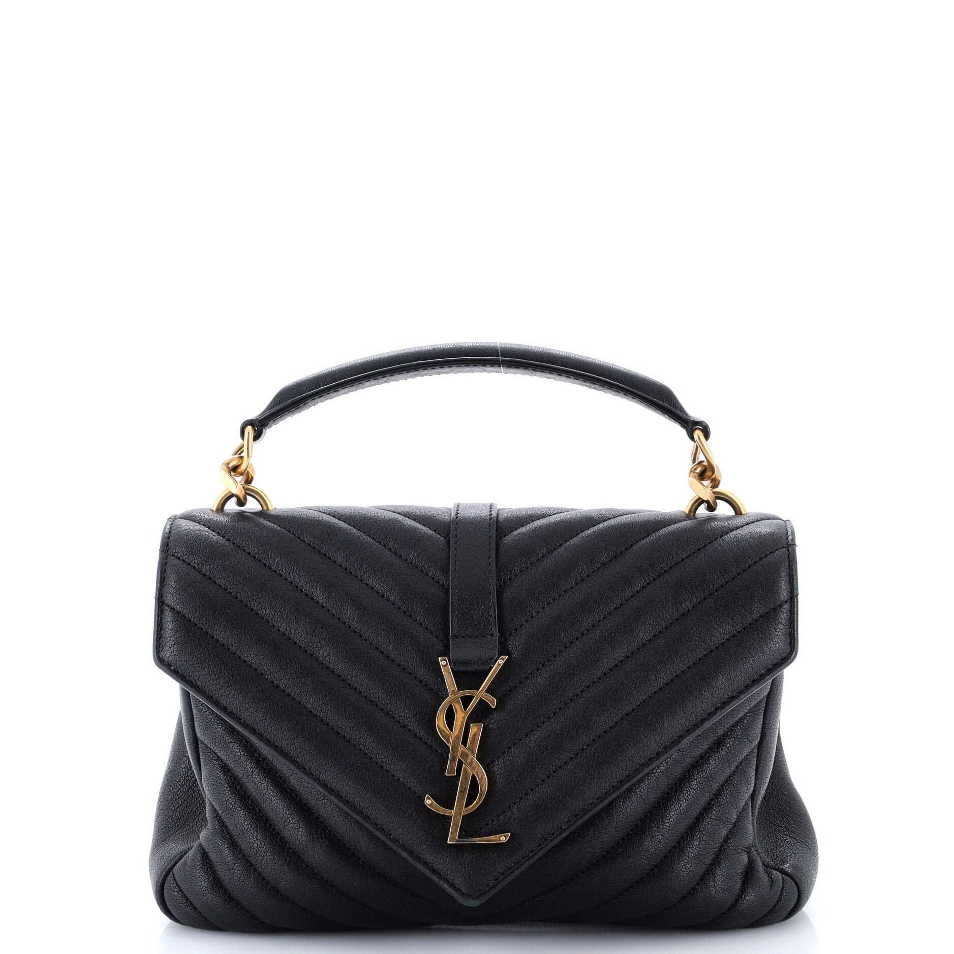 Classic Monogram College Bag Matelasse Chevron Leather Medium