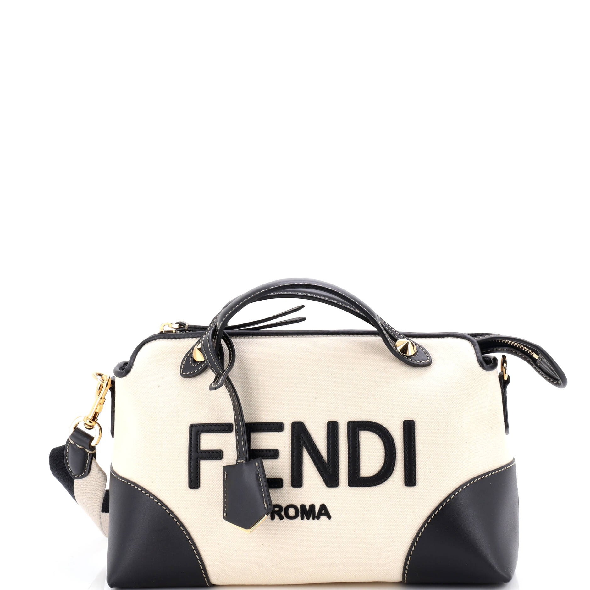 Fendi Logo By The Way Satchel Canvas and Leather Medium
