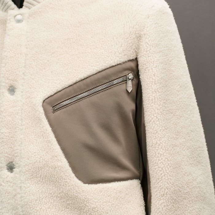 Écru Reversible Rib-trim Jacket