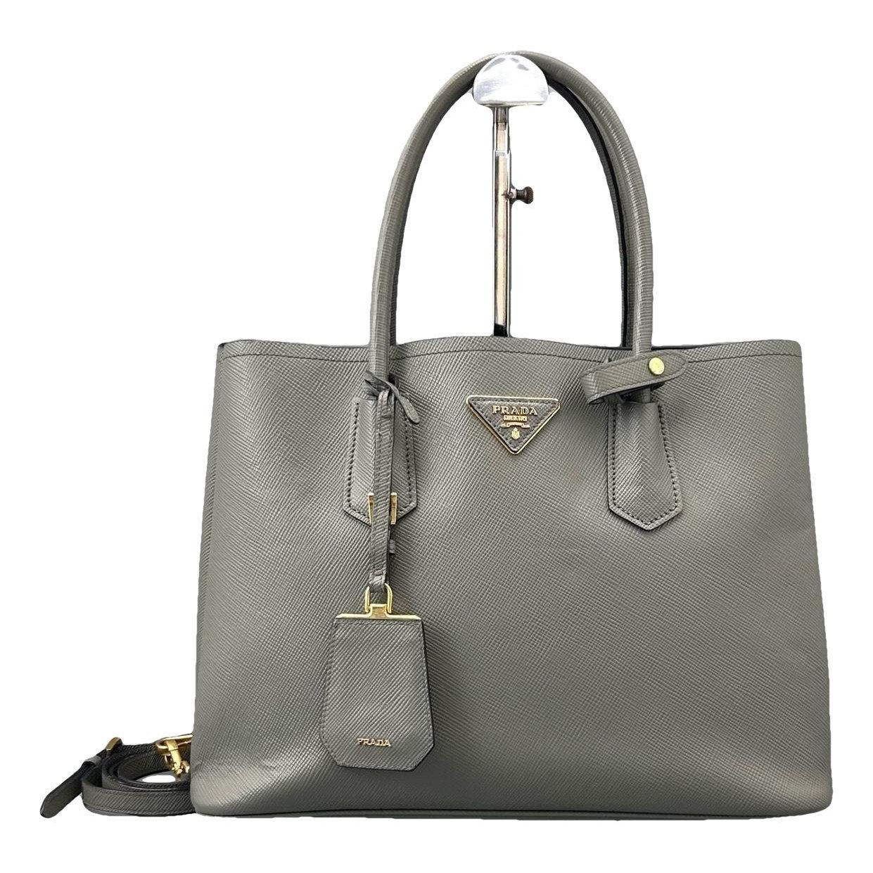 Double leather handbag
