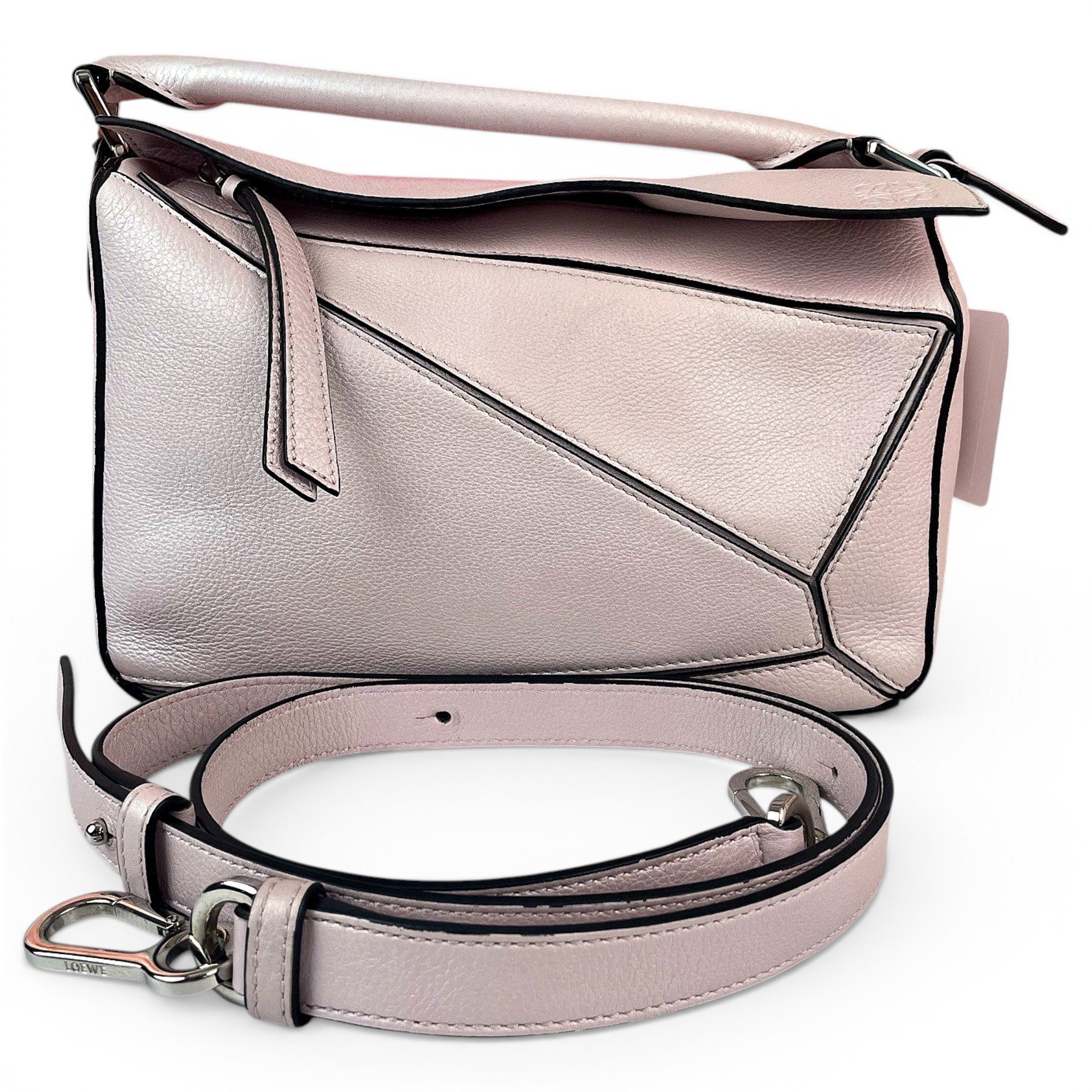 Puzzle leather handbag
