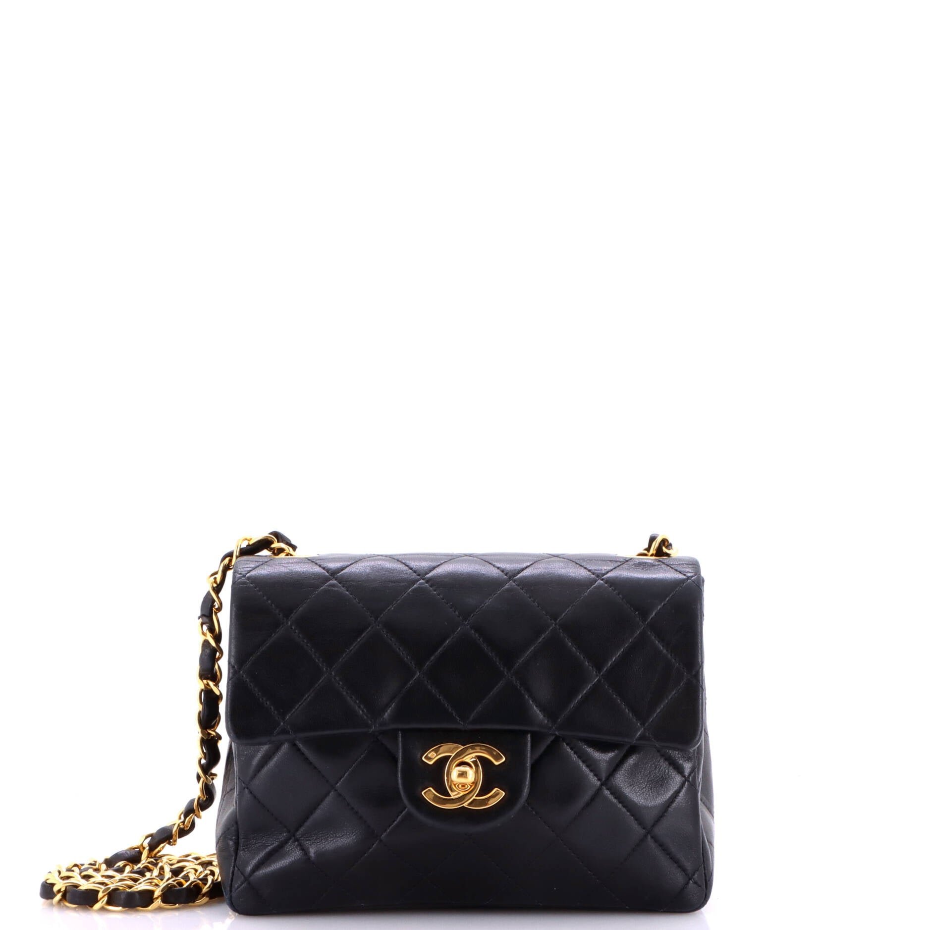 Vintage Square Classic Single Flap Bag Quilted Lambskin Mini