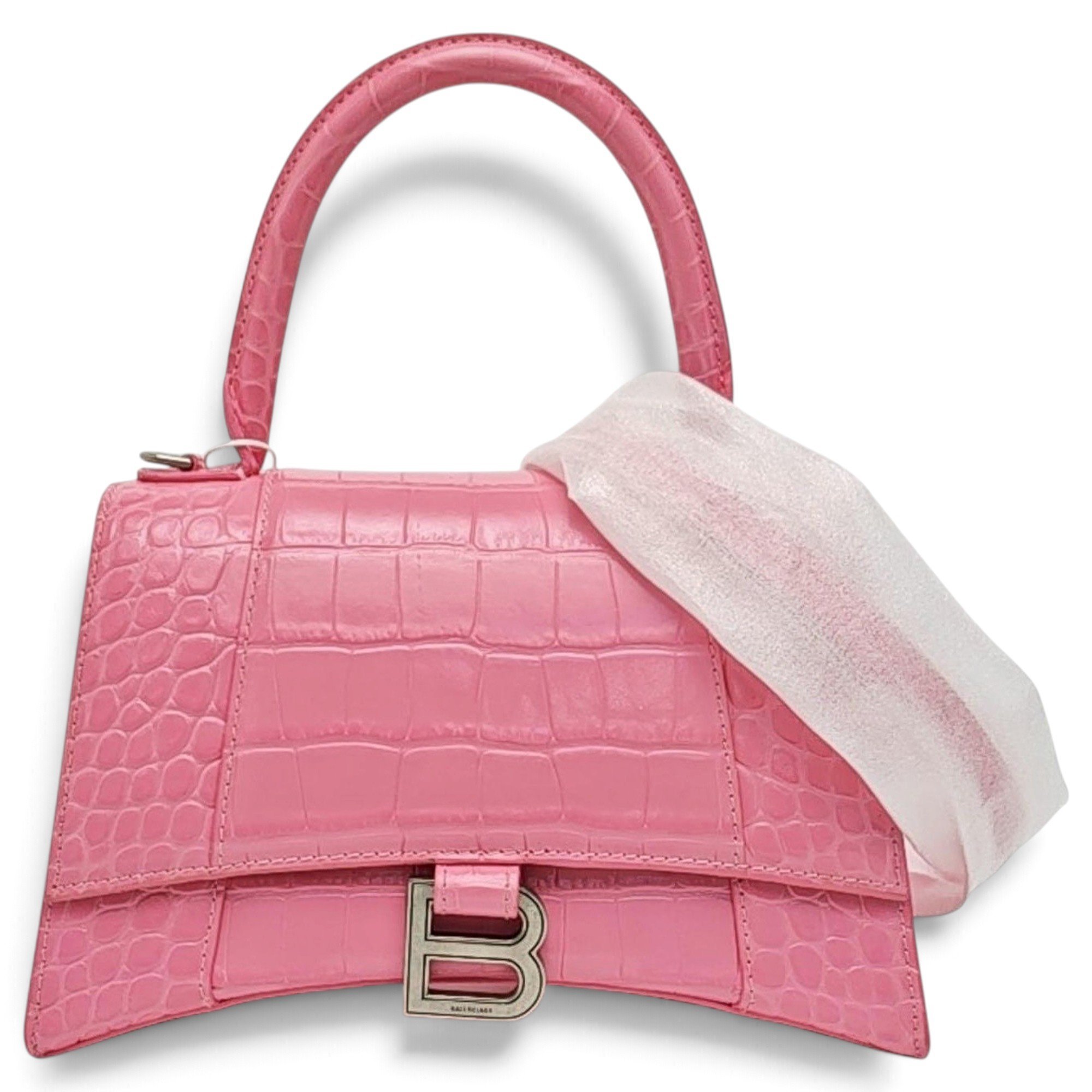 Hourglass leather handbag