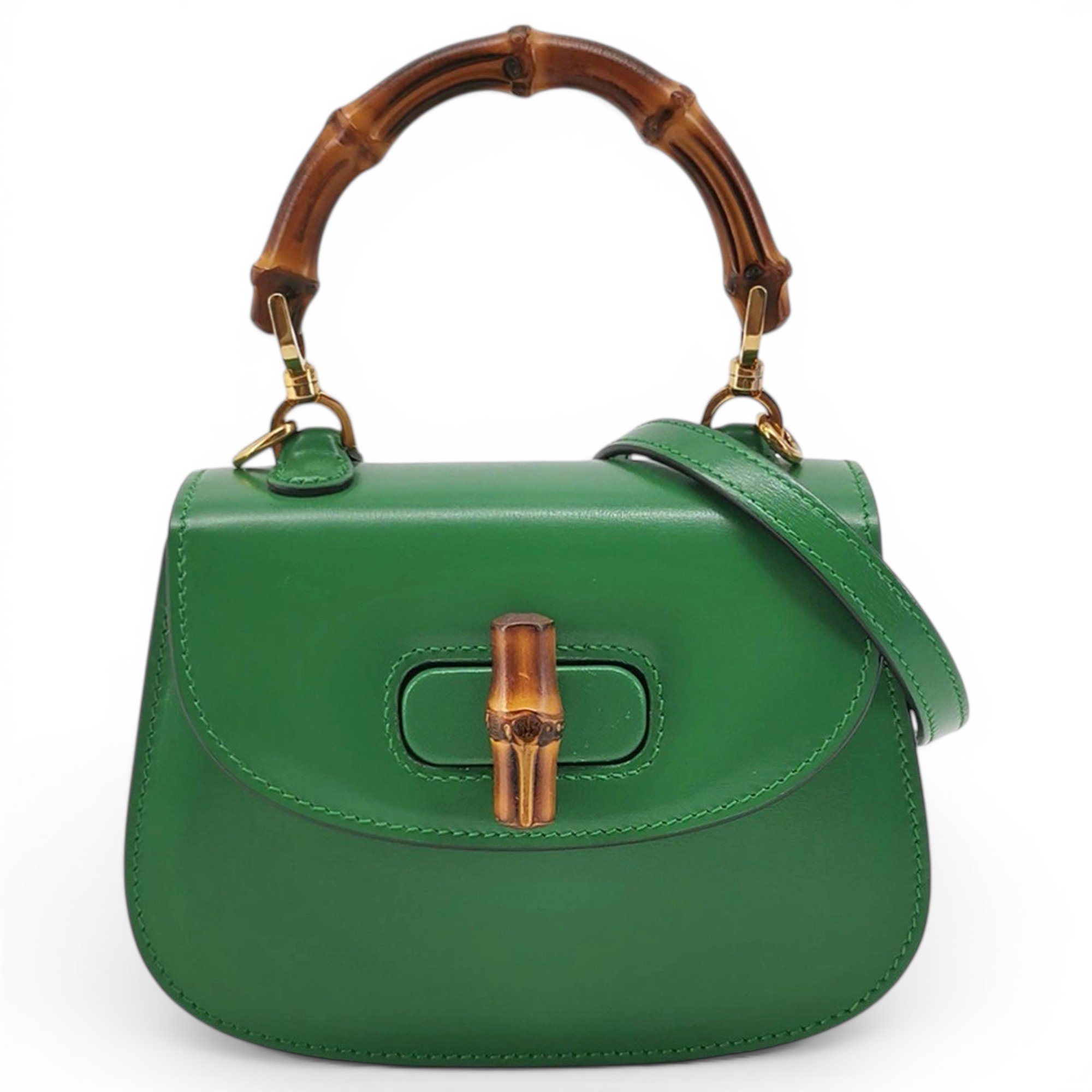 Convertible Bamboo Top Handle leather handbag