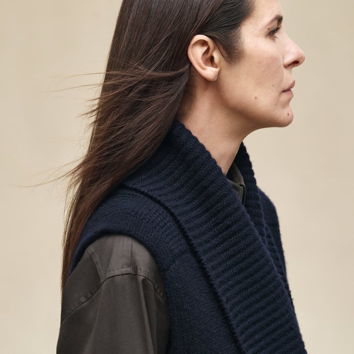 Bleu Noir Belted Cashmere Sleeveless Cardigan