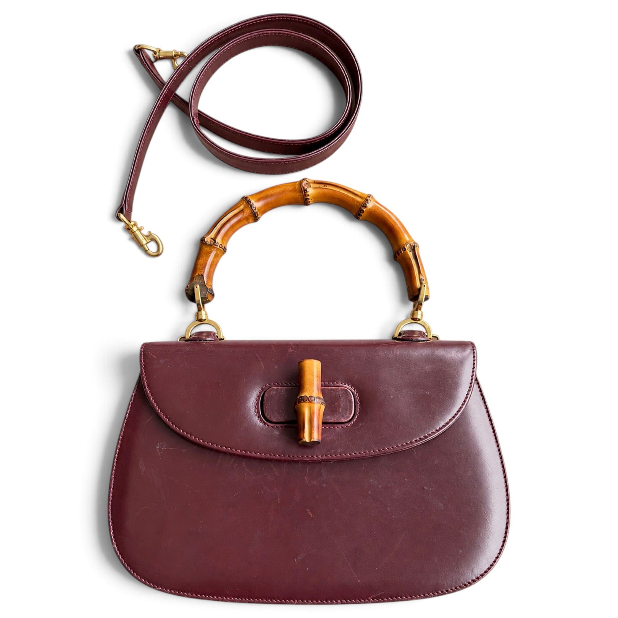 Bamboo Top Handle leather handbag