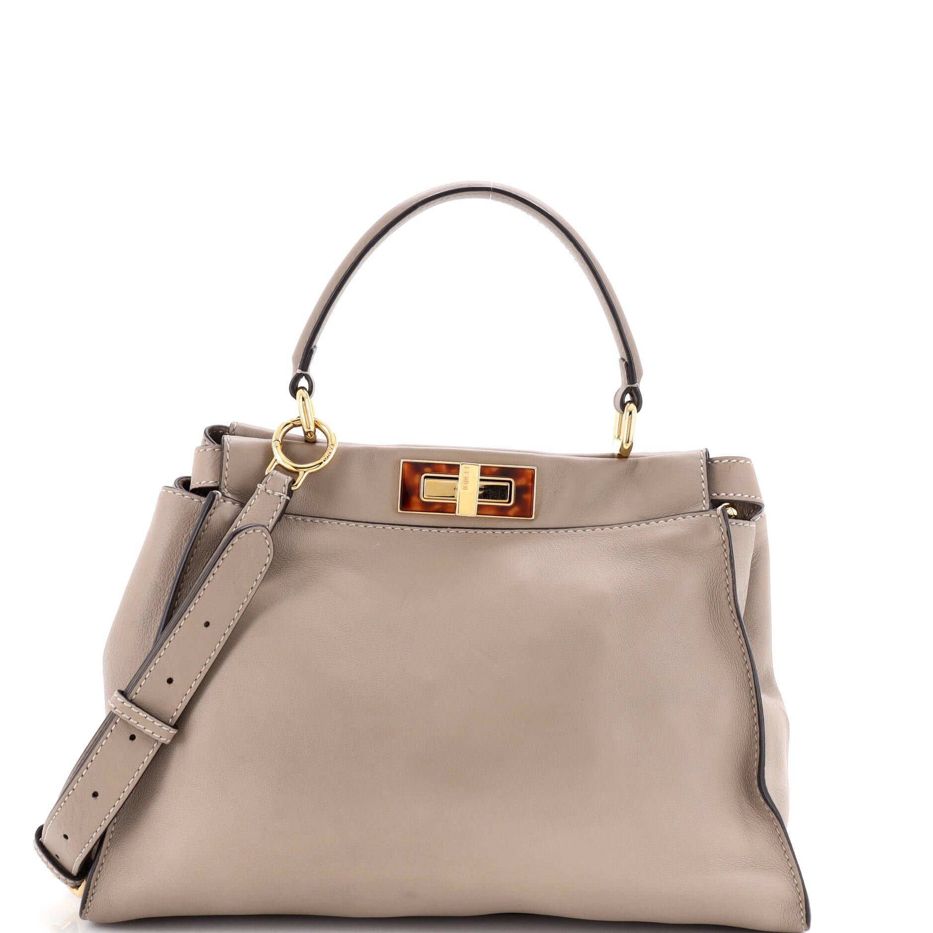 Fendi Peekaboo Bag Leather with Plexiglass Detail Regular