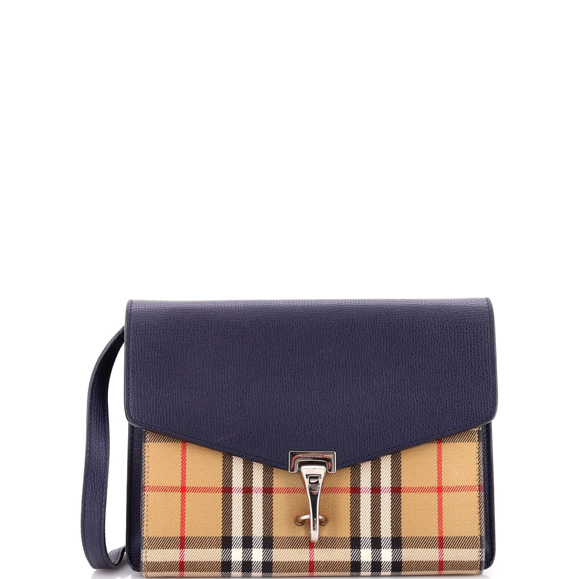 Macken Crossbody Bag Leather and Vintage Check Canvas Small