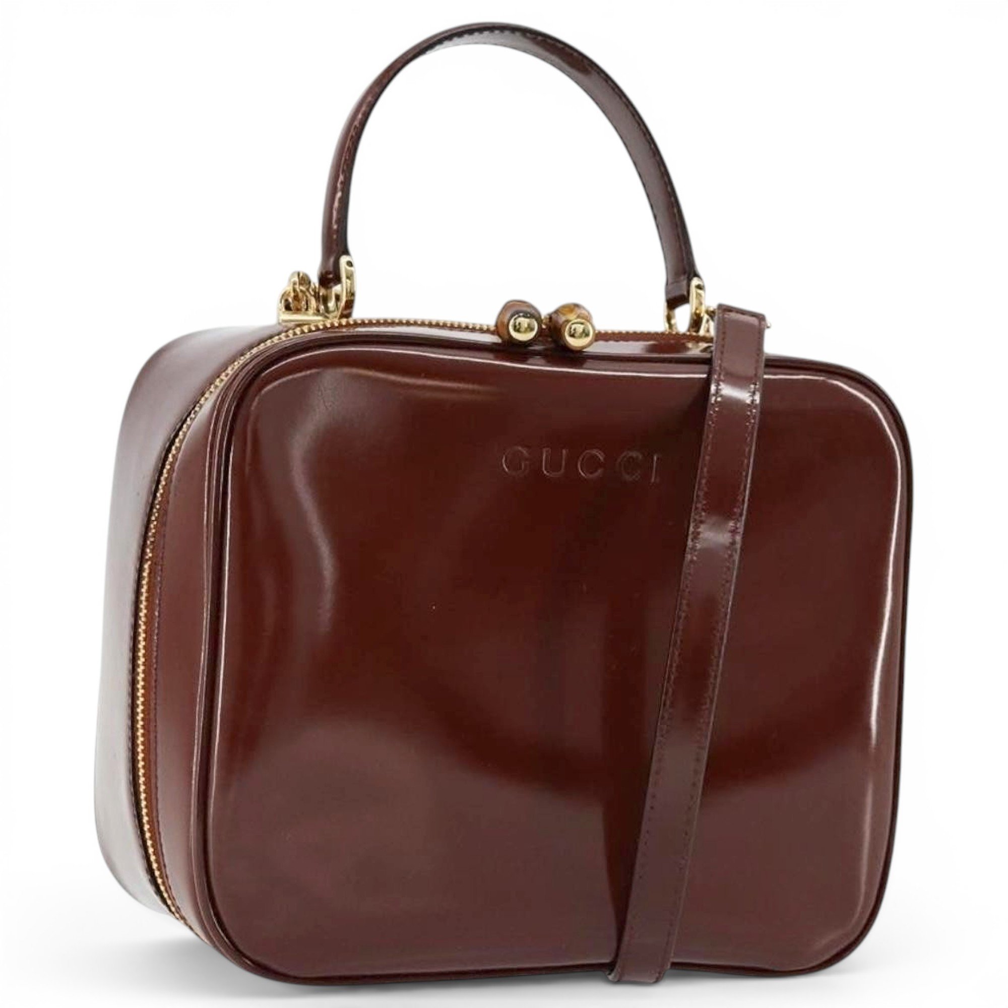 Gucci B patent leather handbag