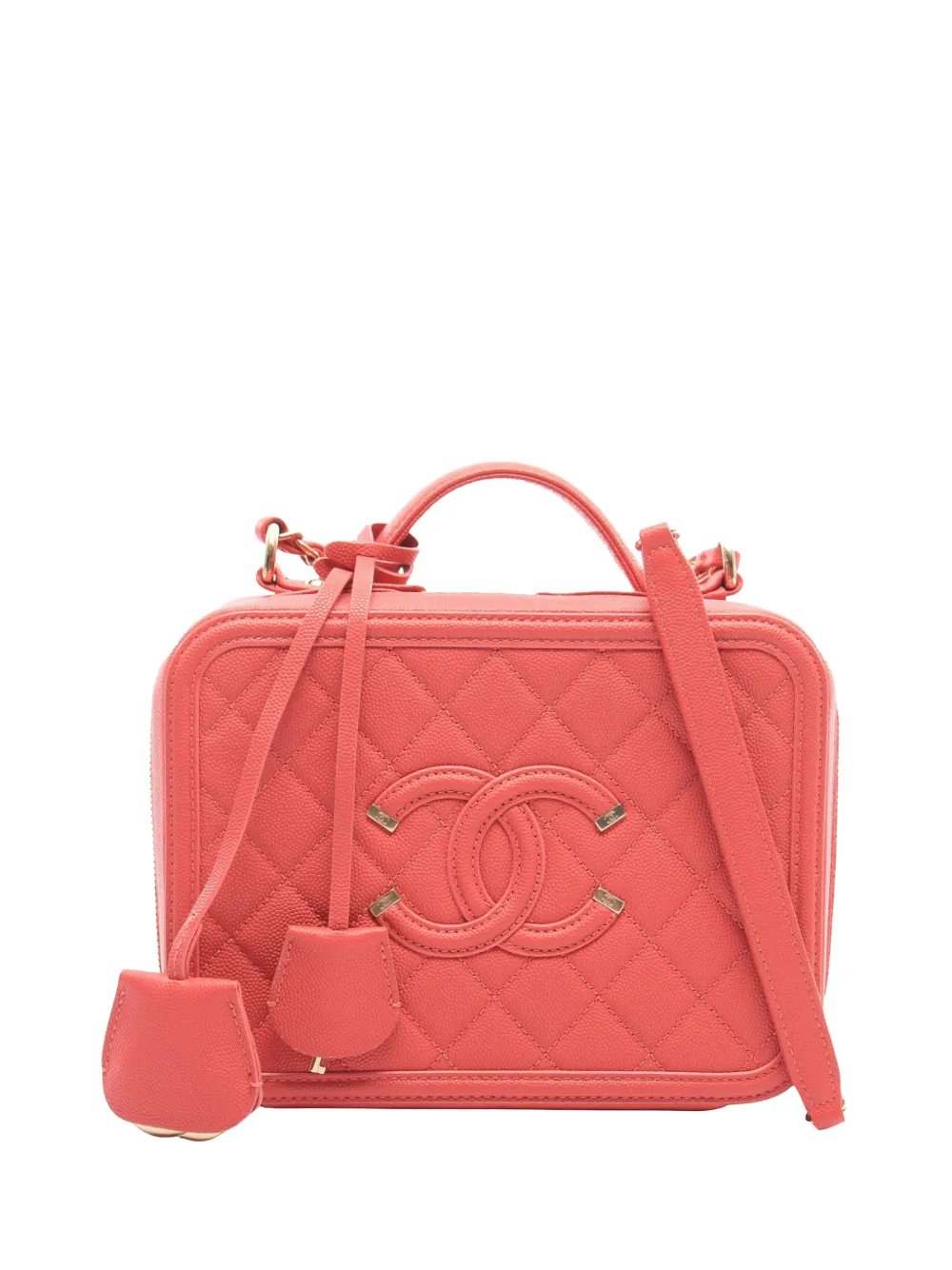 2019 Medium Caviar CC Filigree Vanity Case satchel