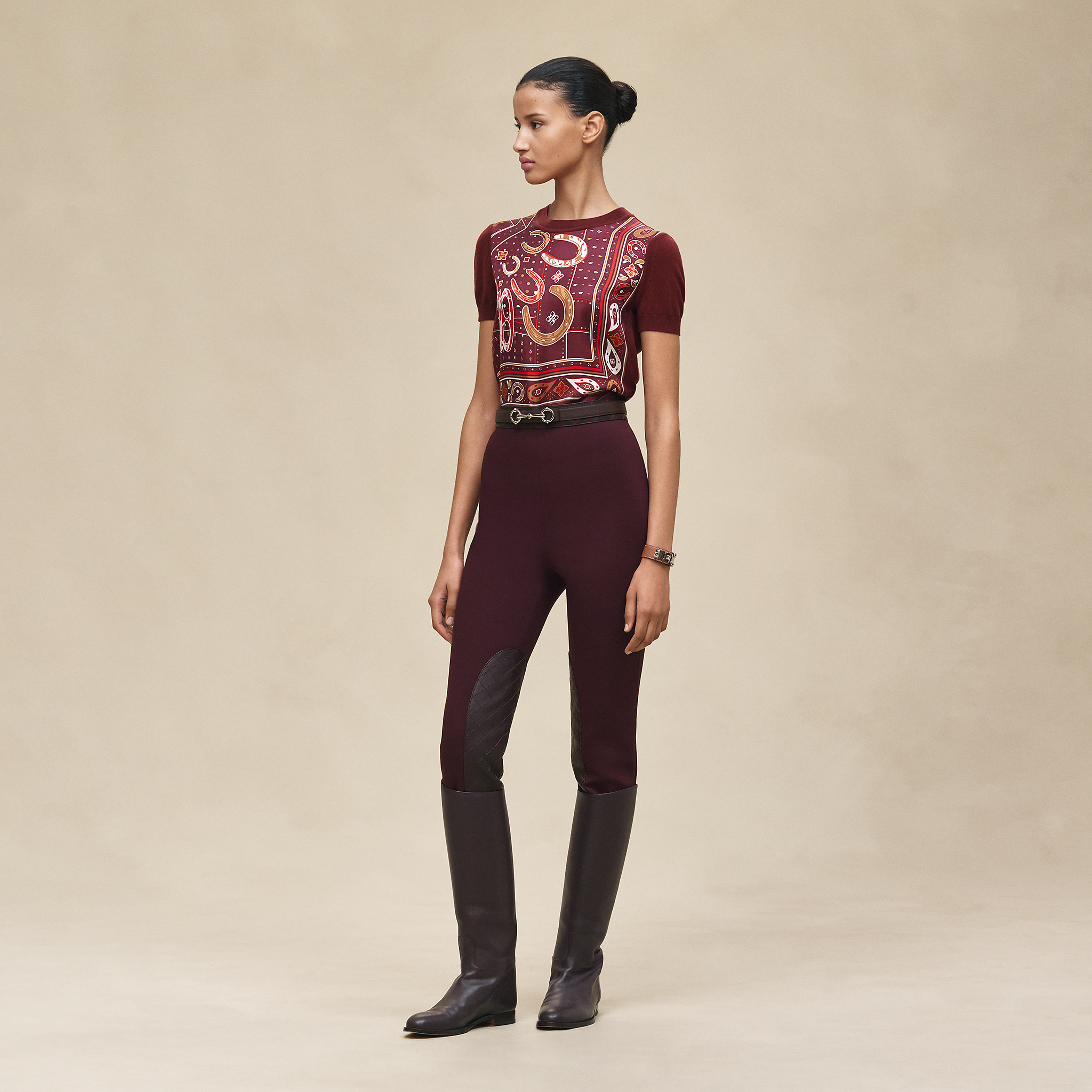 "Porte-Bonheur Bandana" short-sleeve sweater