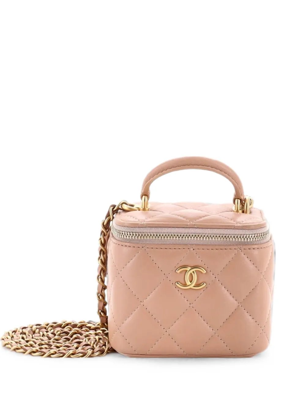 Classic Top Handle Vanity Case with Chain Quilted Lambskin Mini crossbody bag