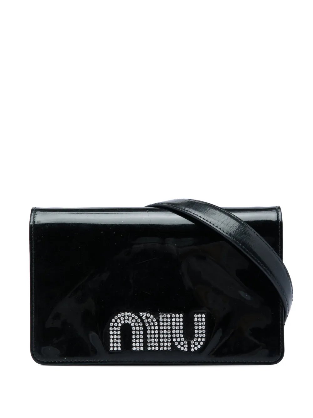 2010-2026 Patent Crystal Embellished Logo Wallet On Chain crossbody bag