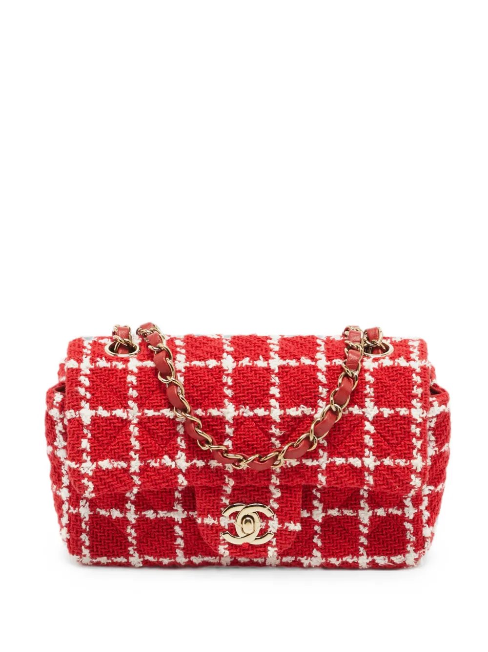 tweed flap shoulder bag