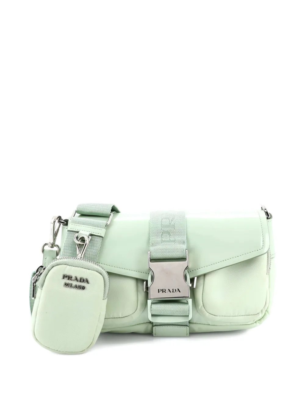 Buckle Pocket Spazzolato Leather and Tessuto crossbody bag