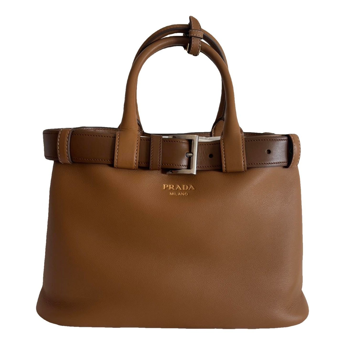 Buckle leather handbag