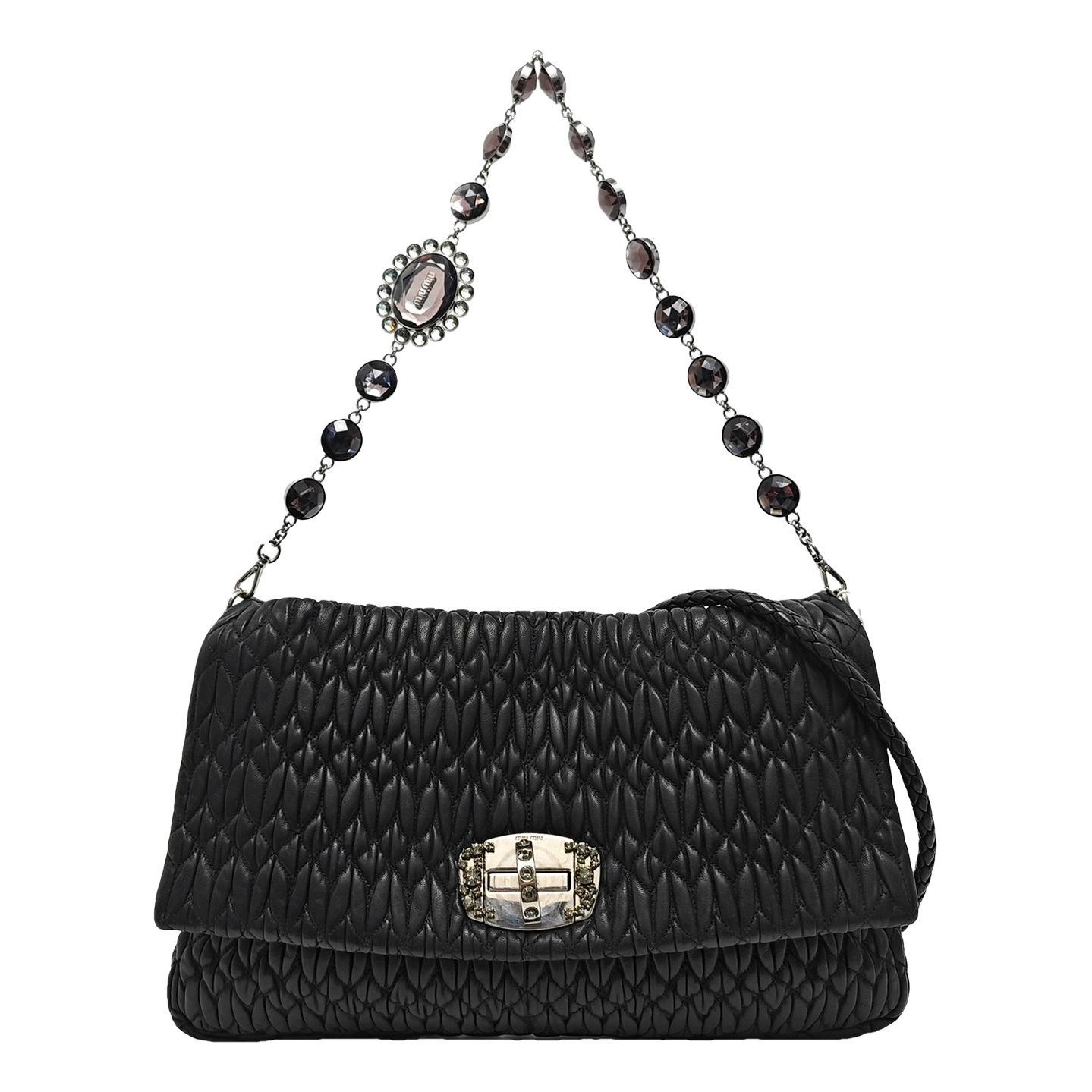 Miu Crystal leather handbag