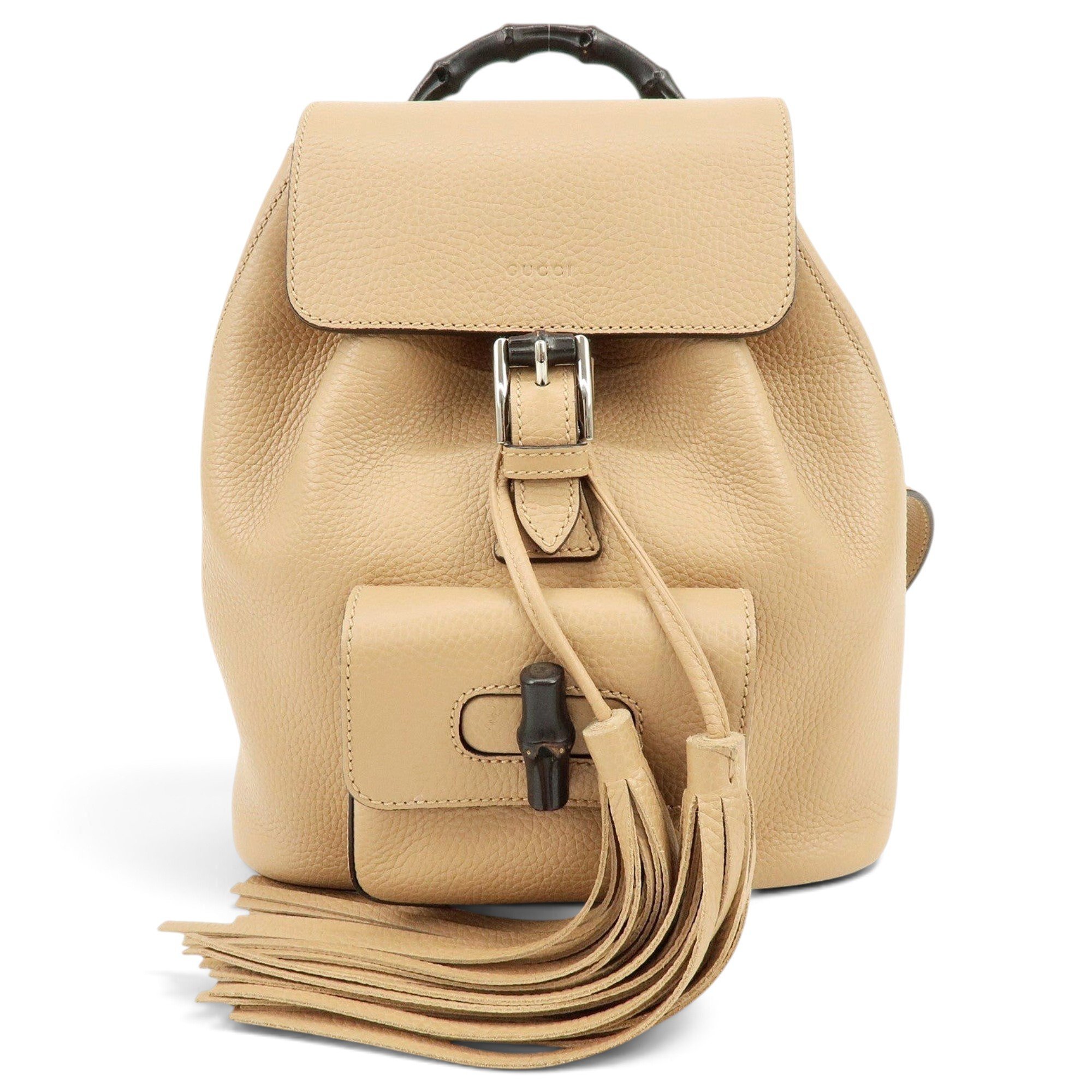 Bamboo Tassel leather backpack