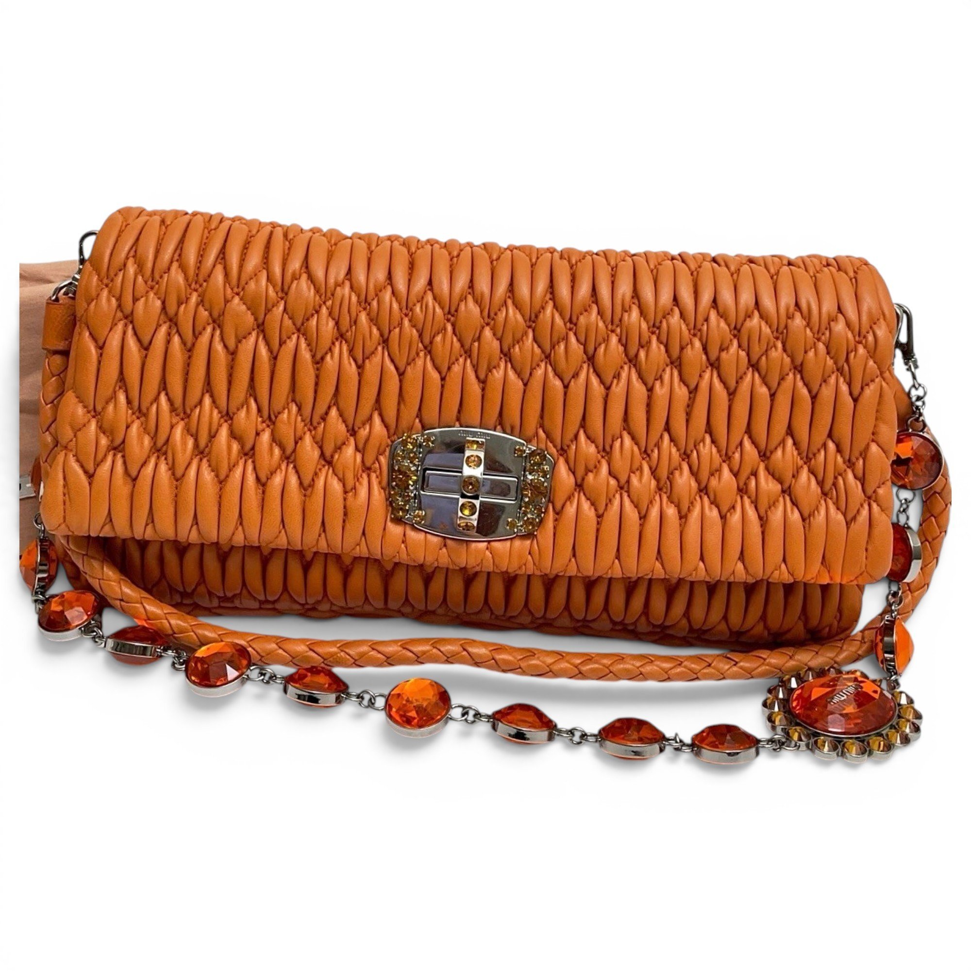 Miu Crystal leather handbag