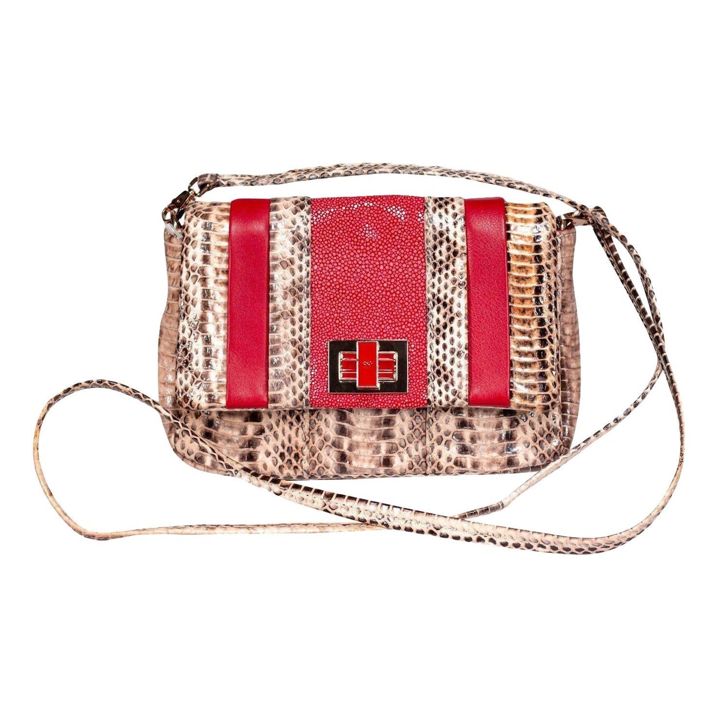 Exotic leathers crossbody bag
