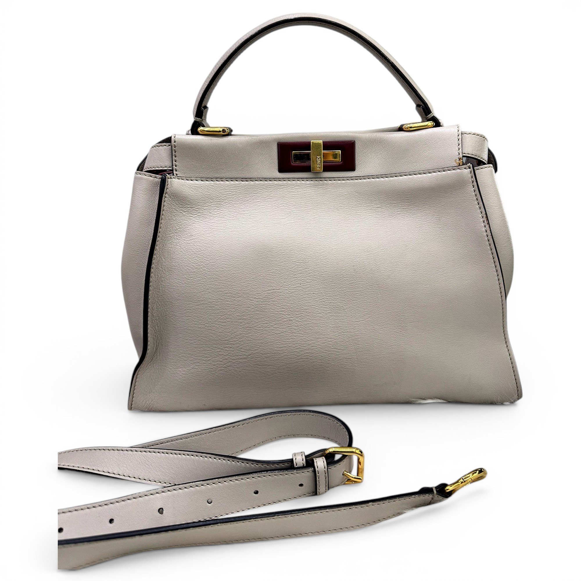 Peekaboo leather clutch bag