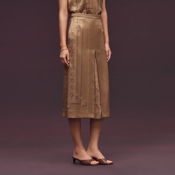 Beige Zénith "l'Enseigne Du Sellier" Long Skirt
