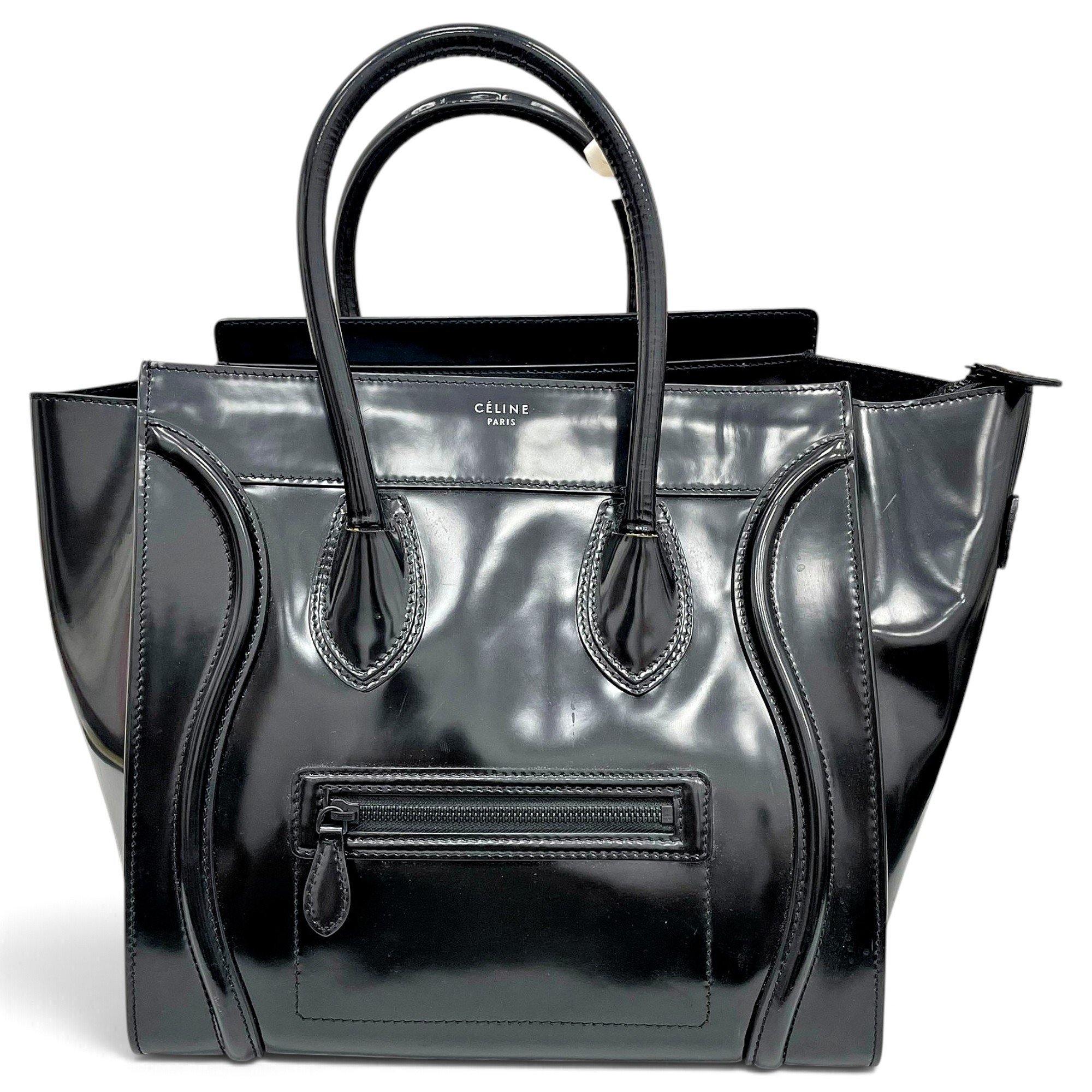 Luggage patent leather handbag