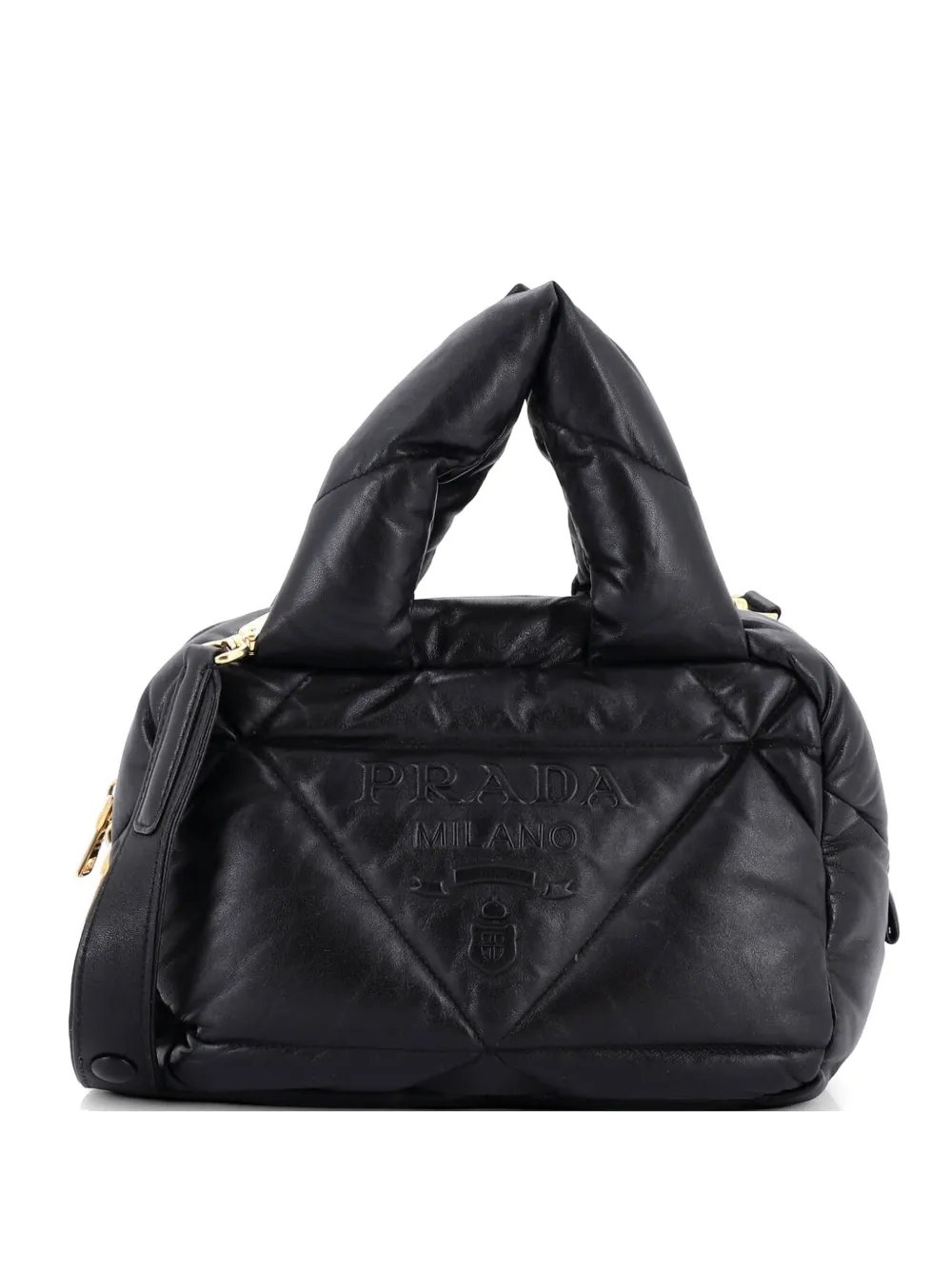 Padded Bowler Bag Quilted Nappa Leather Small handbag